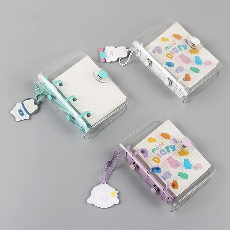 

Mini loose-leaf this PVC three-hole binder pocket pocket this portable acrylic pendant creative transparent school supplies