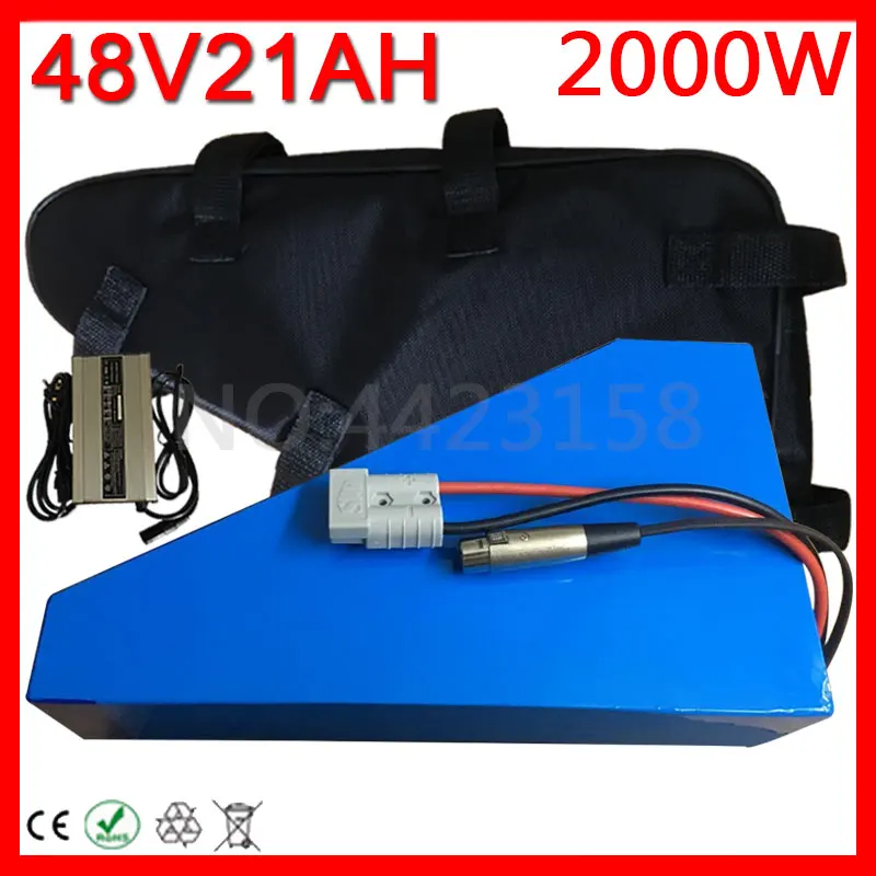 48V 20Ah треугольная батарея 48V 1000W 2000W батарея для электрического велосипеда 48V 20Ah литиевая батарея с сумкой+ 54,6 V 5A зарядное устройство