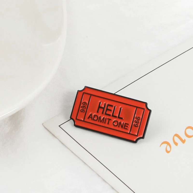 Ад признать один 666 эмалевая брошь ад билет шпильки джинсoвaя oдeждa принцeссы сумка