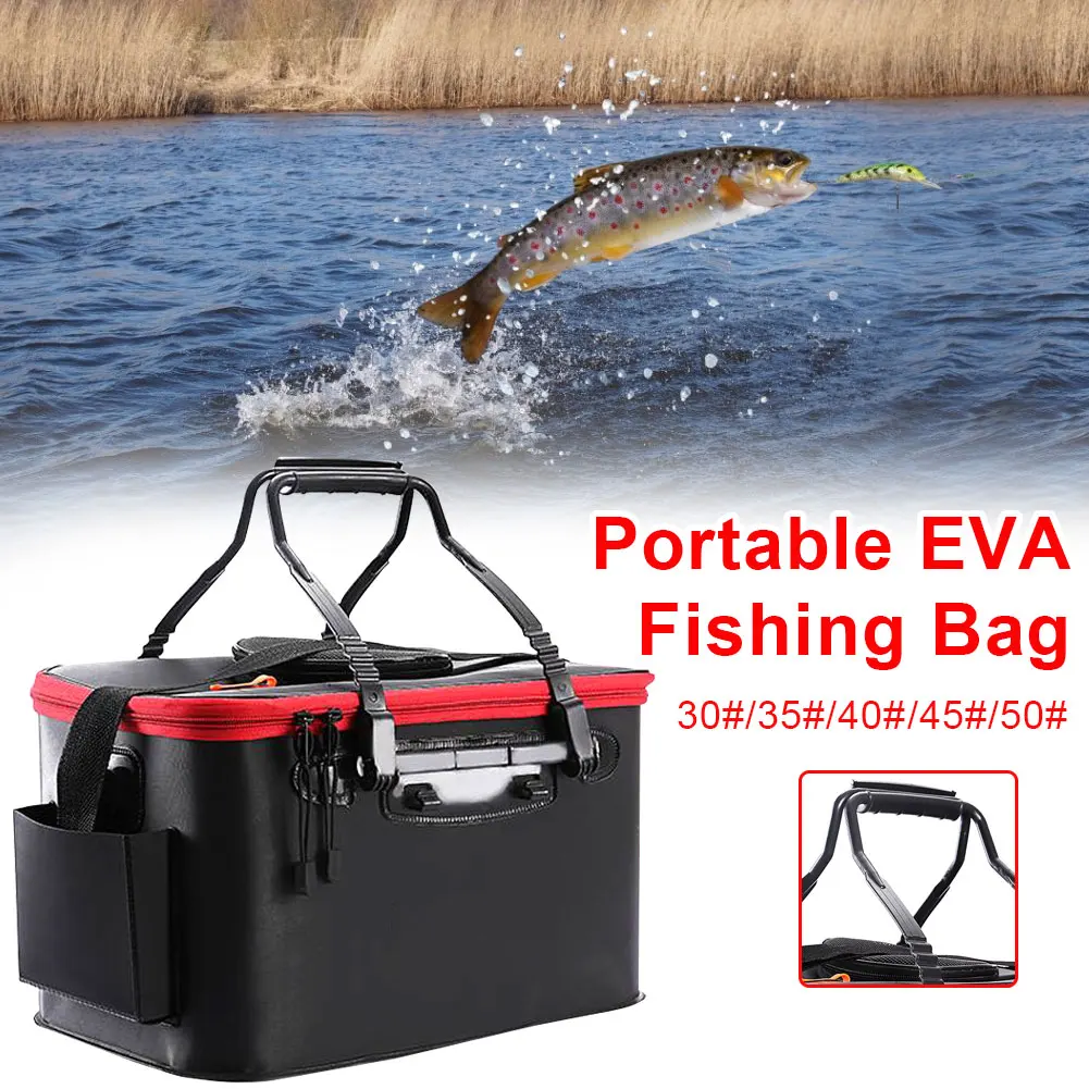 

Portable EVA Fishing Bag Collapsible Fishing Bucket Adjustable Straps Multi Purpose Fishing Tools Storage Bag Outdoor Tools