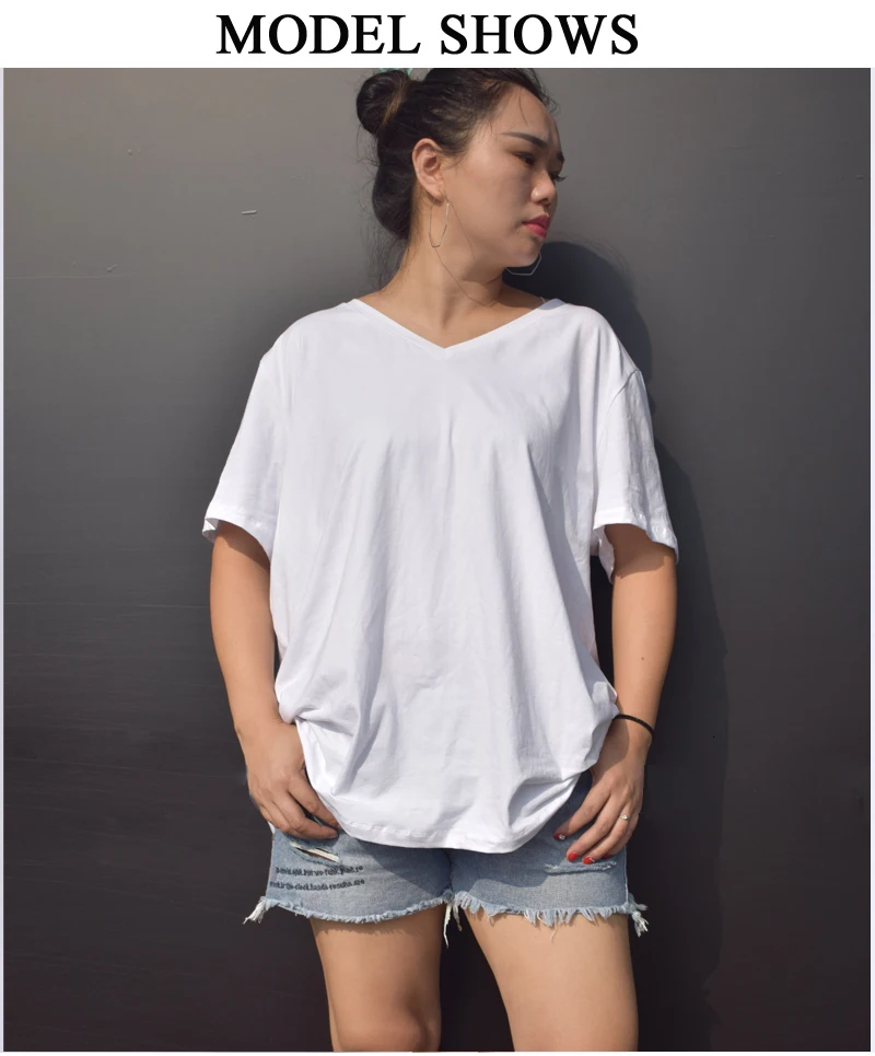2XL-7XL размера плюс женская одежда модная футболка большого размера Женская однотонная Повседневная футболка с v-образным вырезом и коротким рукавом топы Femme