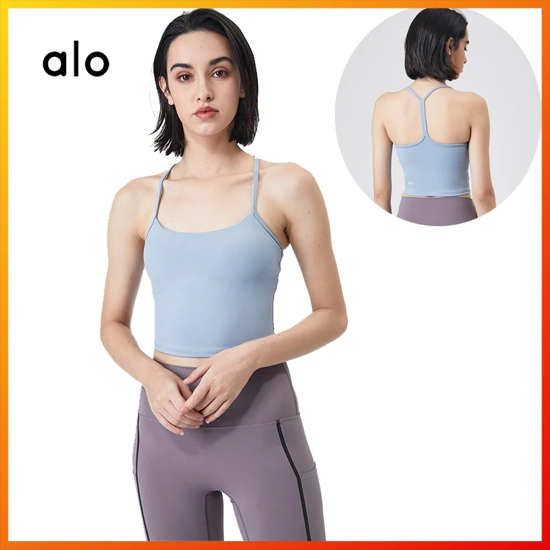 

Alo Yoga 2021 Summer New Women's Crop Top 9-Colors Sexy Sling Leisure Fitness Travel Exercise Yoga Vest C2928