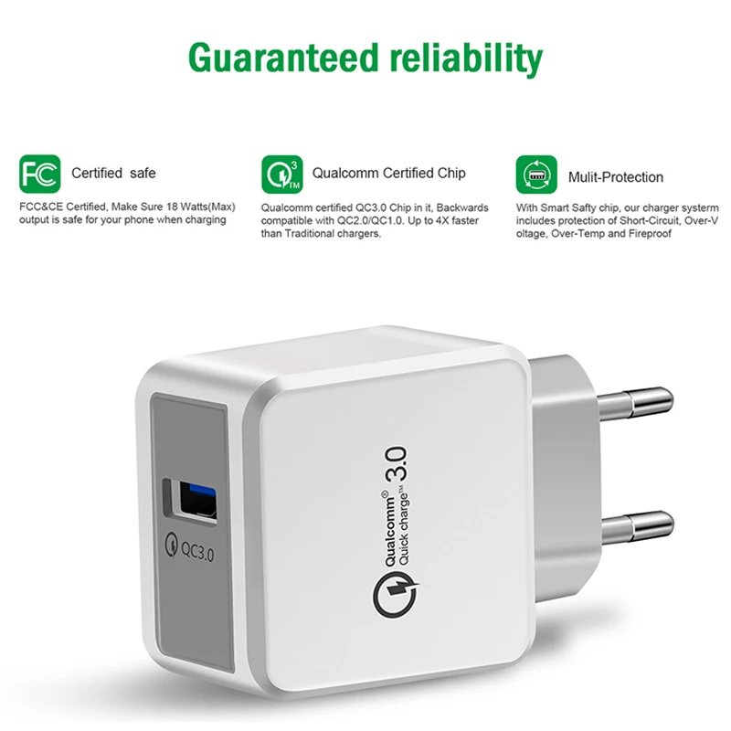 Быстрая зарядка QC 3 0 умное быстрое настенное зарядное устройство с USB разъемом