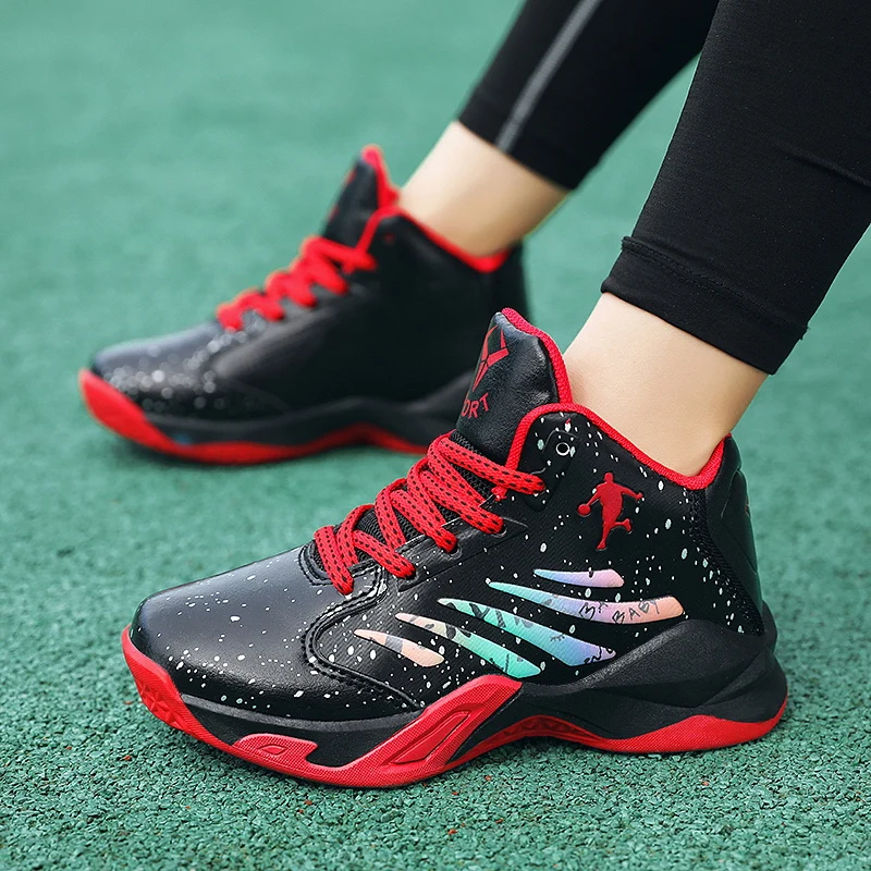 JIEMIAO 2021 New Big Children Basketball Shoes Breathable Comfortable Sports Ankle Boots Basketball Athletic Training  Sneakers