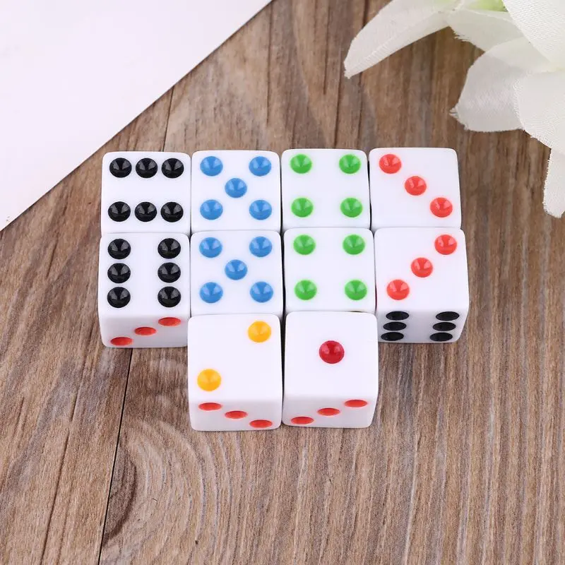 

10pcs/set D6 Six Sided Spot Dice Square Opaque Dices Role Playing Game for Party