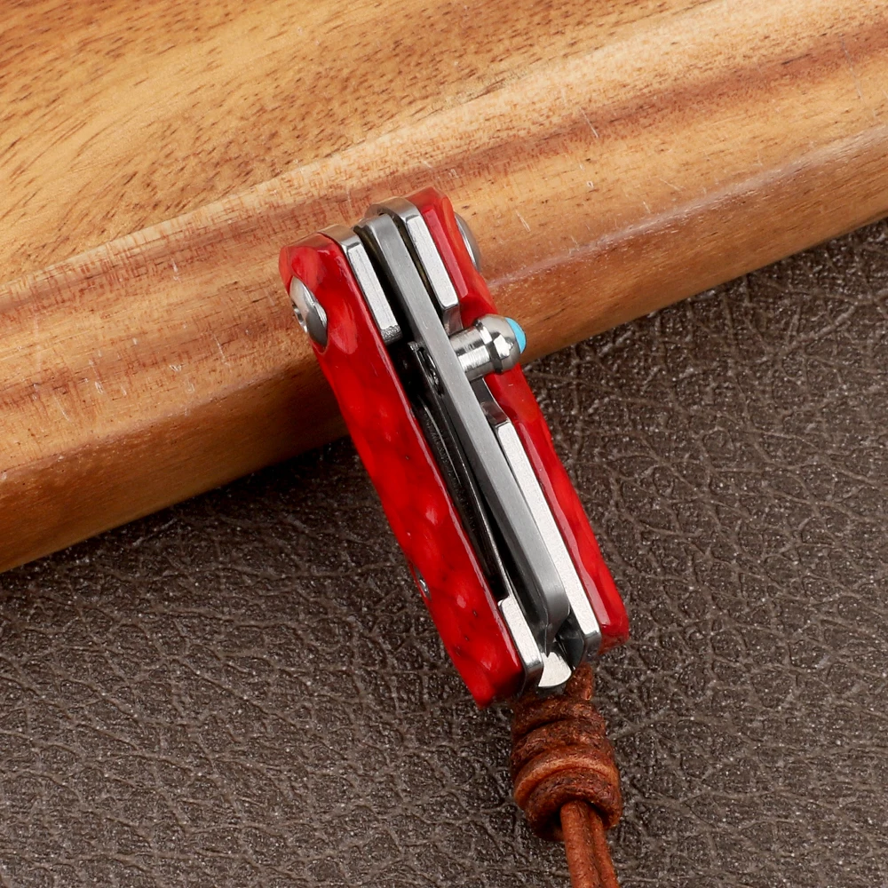 Дамасский волшебный нож складной с ручкой Ox bone Мини Тактический для кемпинга в