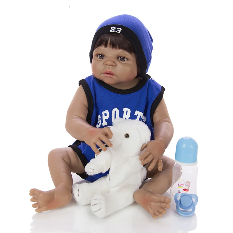 Reborn baby черные куклы 23 &quotполный силиконовый винил афроамериканские Младенцы