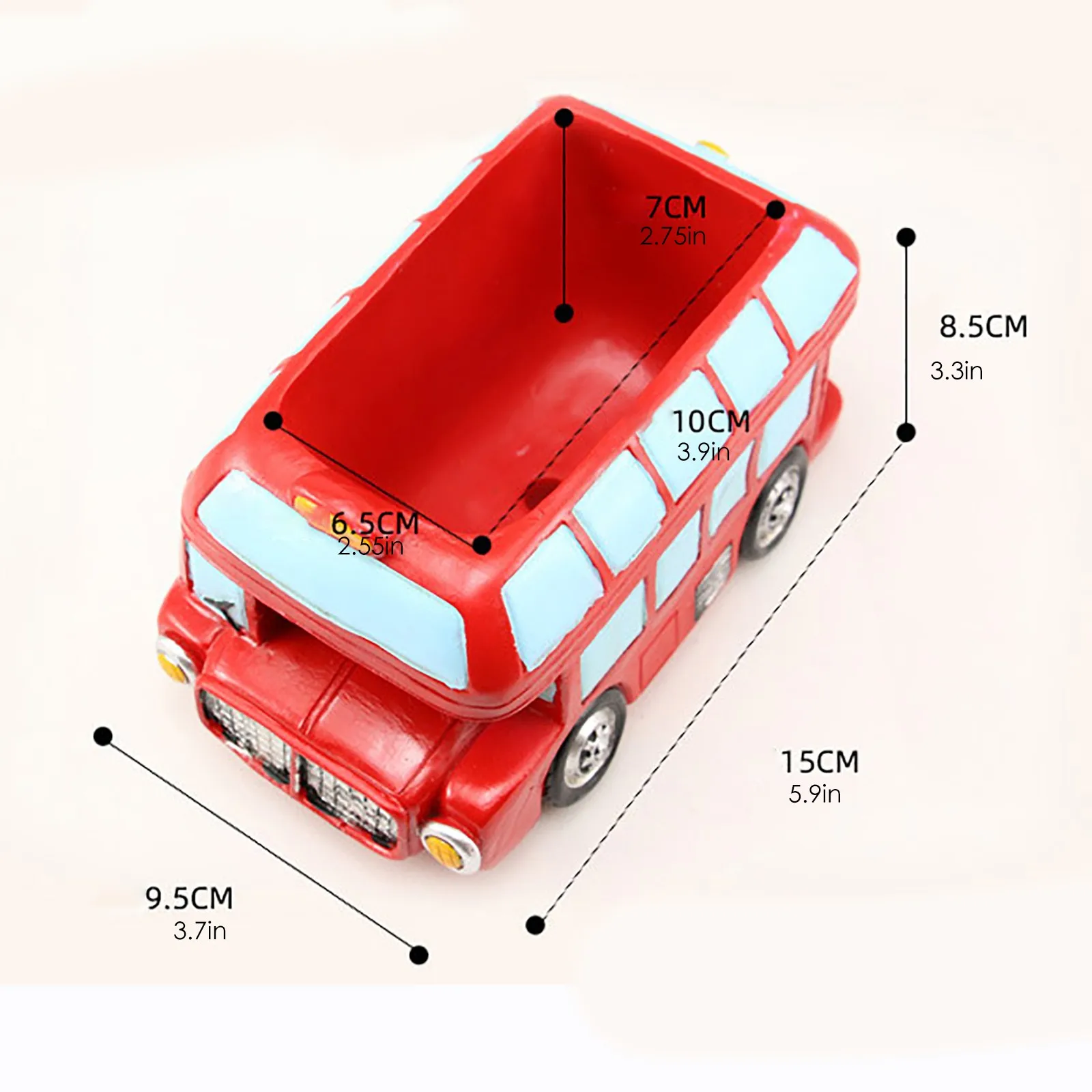 

Personalized Bus Resin Flower Pot Desktop Car Figurines Ornaments Keychain Coin Sundries Storage Box