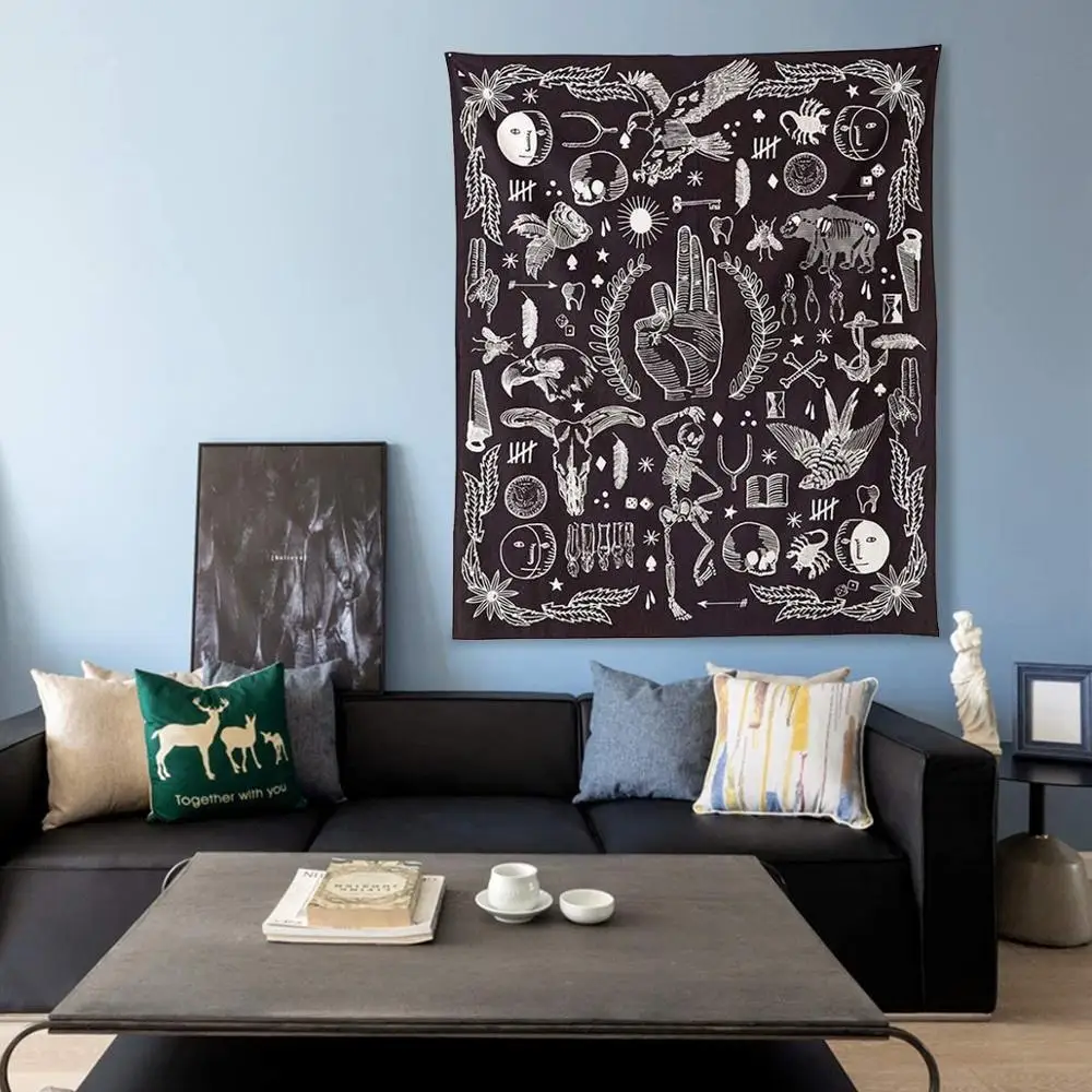 Черный готический гобелен настенный Декор различные стили Psychedelic абстрактный