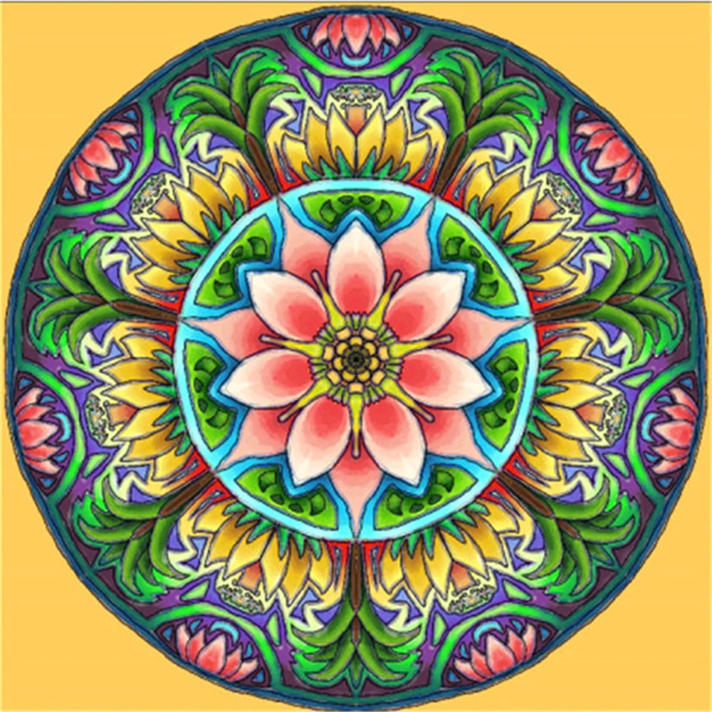 

Холст с цветочным принтом мандалы, вышивка крестом 11CT, Набор для вышивки своими руками, нитки DMC, рукоделие, рукоделие, нить