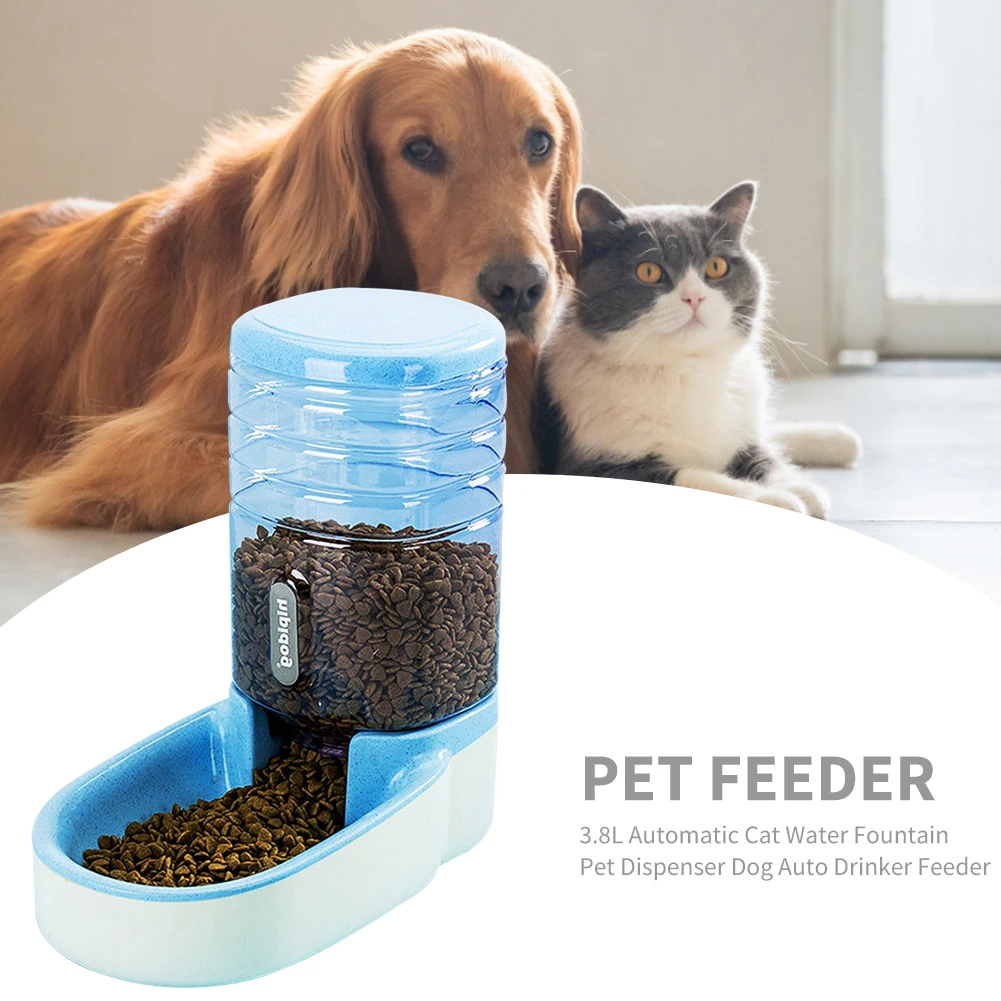 

3.8L Pet Cat Automatic Feeder Large Capacity Cat Water Fountain Dog Water Drinking Bottle Feeding Bowls Food Dispenser for Cats