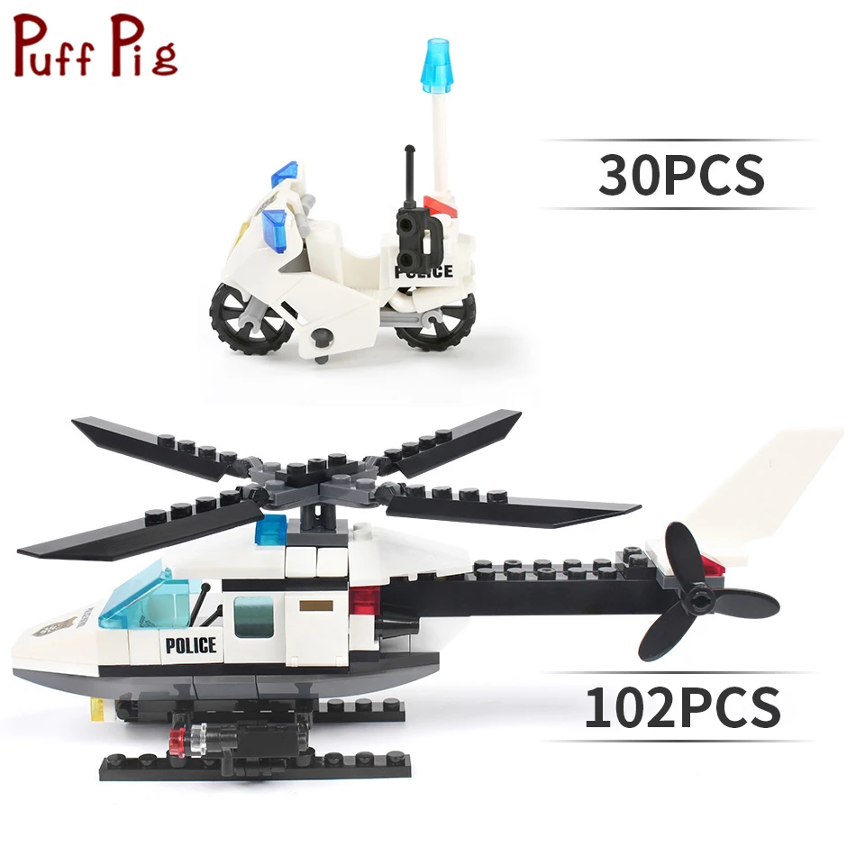 Вертолет городской полиции Air Force самолет мотоцикл строительные блоки военные