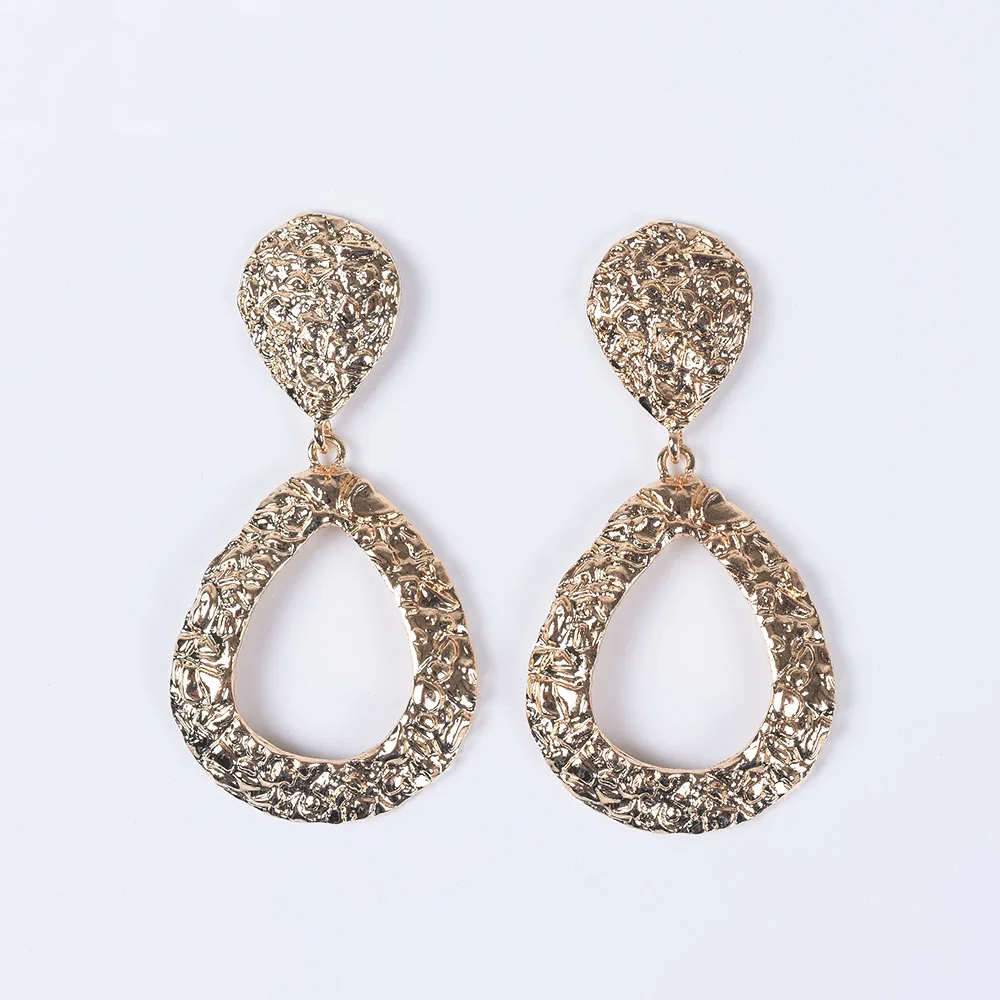 Za винтажные металлические Висячие серьги для женщин золотого цвета капли воды