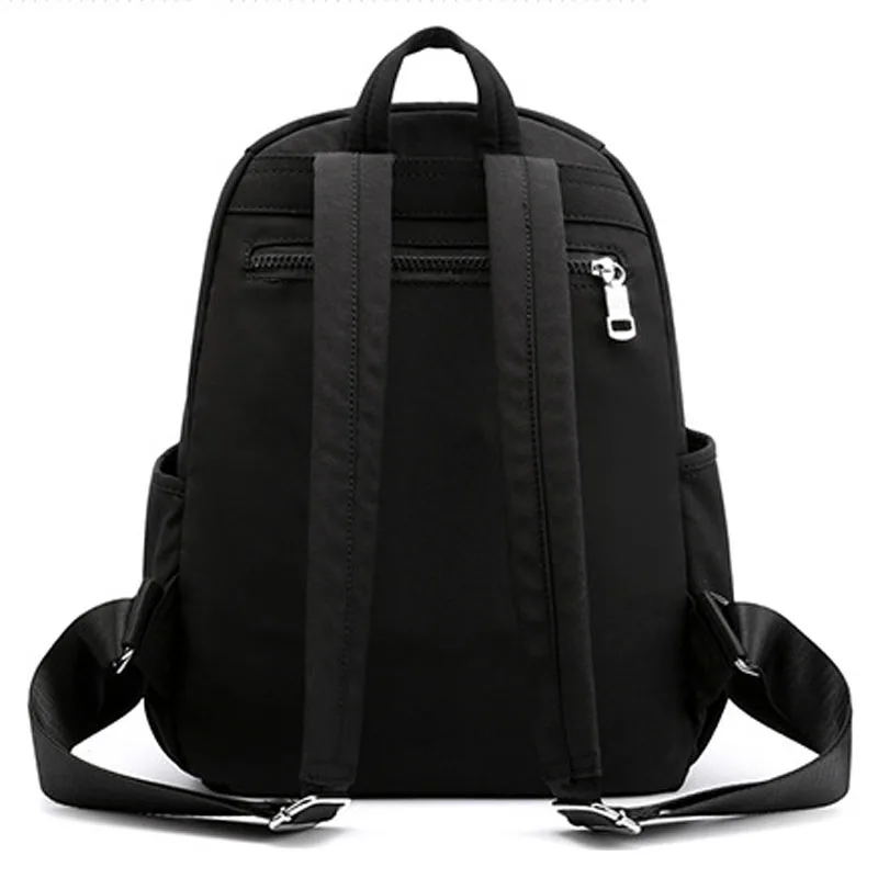 Light Nylon Women Backpack Black Zipper School Bags for Teenage Girls Flower Embroidery Female Rucksack High Capacity | Багаж и сумки