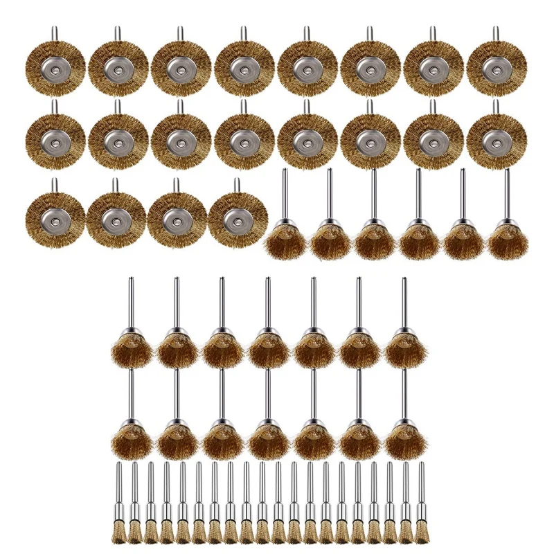 

60 шт мини-проволочная кисть колесо чашки Стальная проволока набор кистей для конических фрез для Мощность Dremel шлифовальные вращающиеся инс...