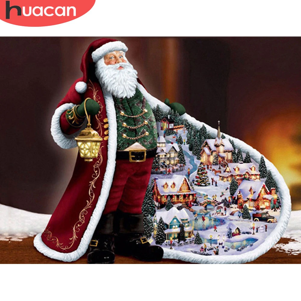 

HUACAN Diamond Painting 5d Santa Claus Full Square/Round Diamond Embroidery Christmas Mosaic Landscape DIY Home Decor