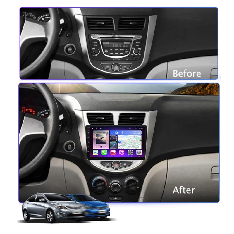 Автомагнитола для Hyundai Solaris 2010-2016 мультимедийный видеоплеер GPS сенсорный экран