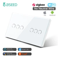 bseed 6 gang light touch switch russia eu standard zigbee smart wall switches black grey white gold with glass panel 157mm