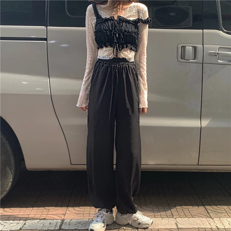 

Woman Lace Sling T-shirt Vest V-Neck Backless Korean Style Vests Lace Embroidery Hollow Out Slim Top Female Fashion Tank Top 2xl