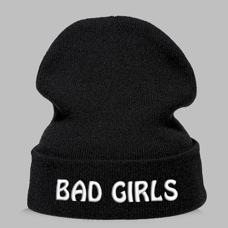 Beanie шляпа Skullie шапка, вязаная шапка-носок Зимняя Вышивка в стиле панк Для мужчин Для женщин подростков уличных танцев забавные персонализированные Csutomized плохие девчонки