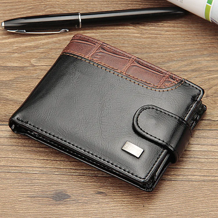 

Wholesale Baellerry Leather Vintage Men Wallets Coin Pocket Hasp Small Wallet Men Purse Card Holder Male Clutch 200PCS/lot