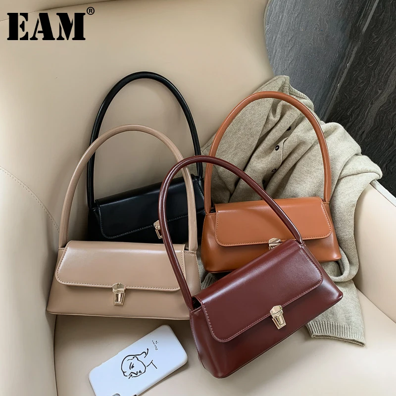 

Женская сумка на одно плечо [EAM], черная однотонная сумка из искусственной кожи, переносная сумка на одно плечо 18A6157, новинка 2021