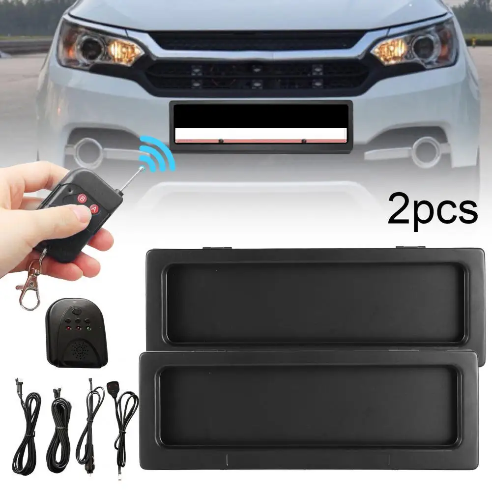 2Pcs Front Rear Roller Shutter Electric Stealth Remote License Plate Frame Holder Ignitor Interface for Australian Standard Car