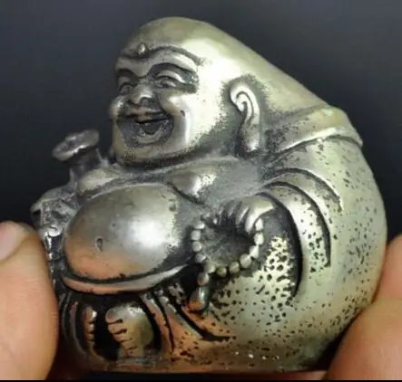 Старое тибетское китайское буддистское серебро ruyi счастливый смех Будда матрея