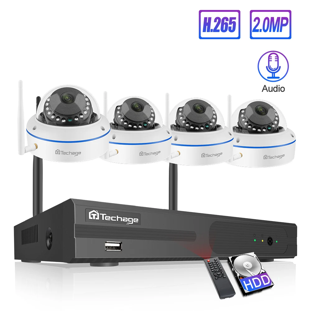 Techage 4CH 1080P Беспроводной NVR комплект безопасности IP камера система 2MP Wifi Аудио Звук