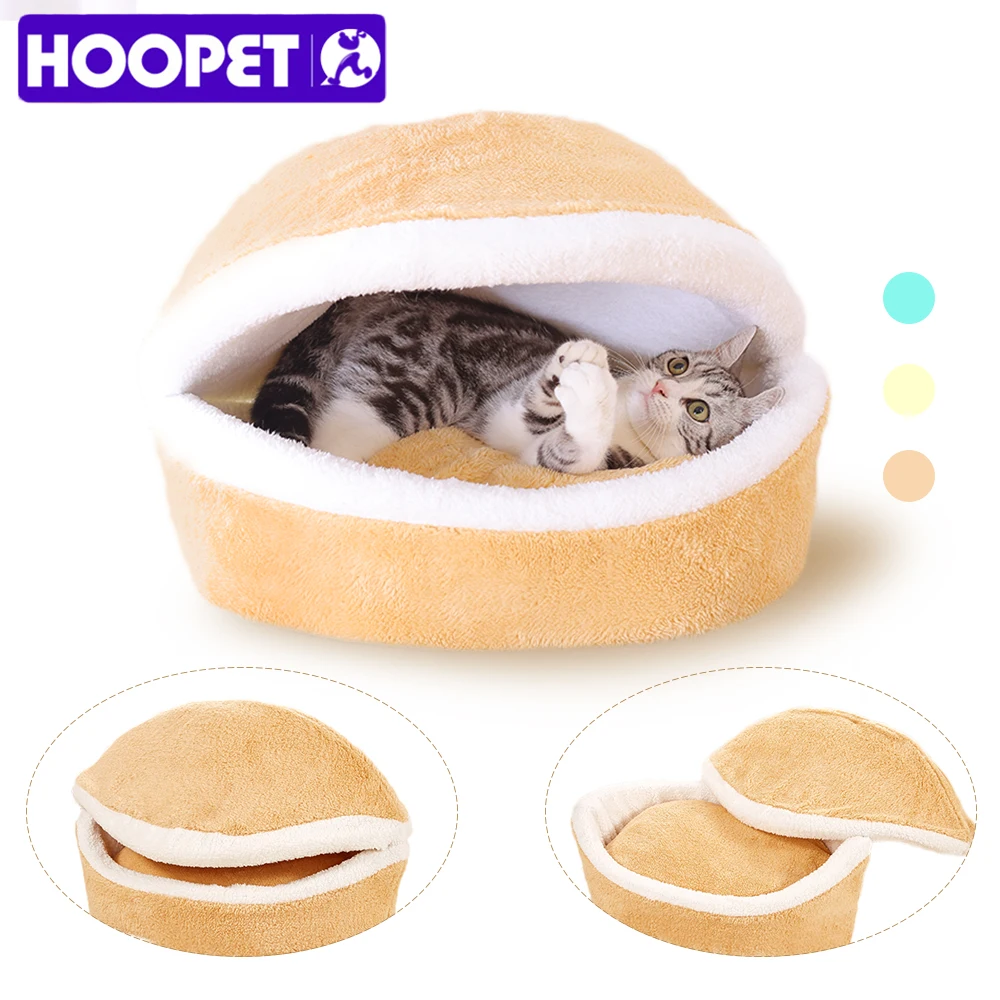 HOOPET теплая кошка кровать Дом гамбургер кровать disassemblability ветрозащитный Pet Puppy Гнездо Корпуса скрывая бургер булочка для зимы