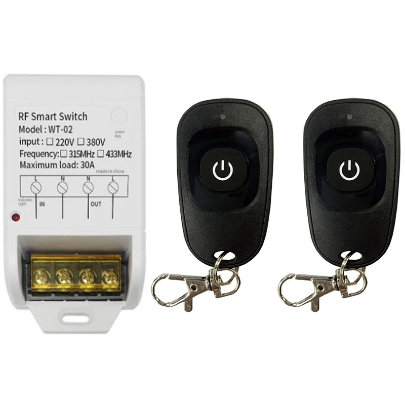 

AC 220V 30A Relay Wireless RF Remote Control Switch & 433MHz 1CH Remote Transmitter For Water Pump Factory Motor