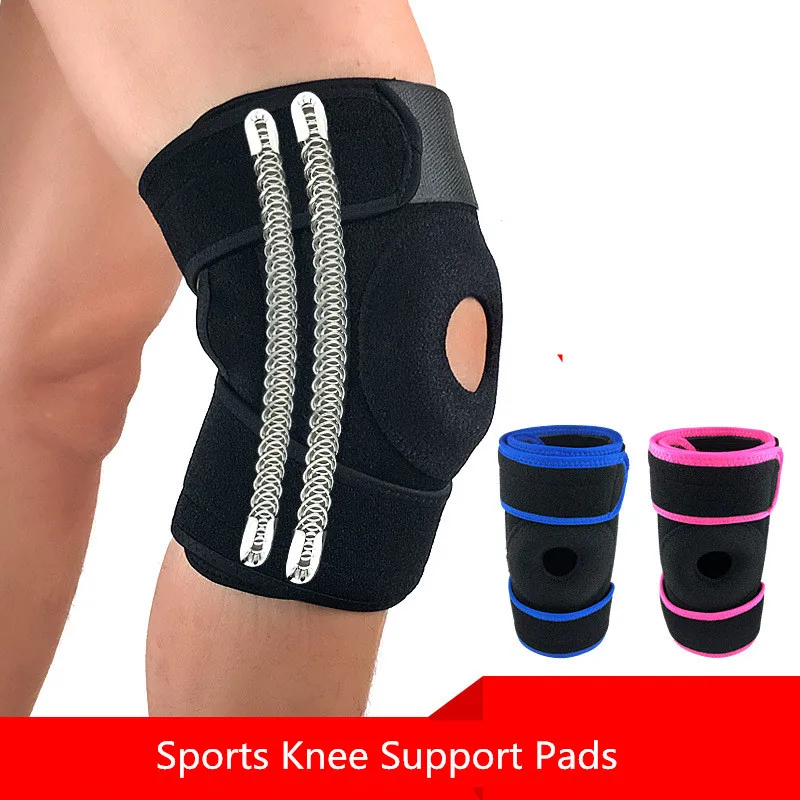 

Compression Knee Support Brace Basketball Football Sports Knee Protector Guard Breathable Anti-sprain Kneepad With 4 Springs