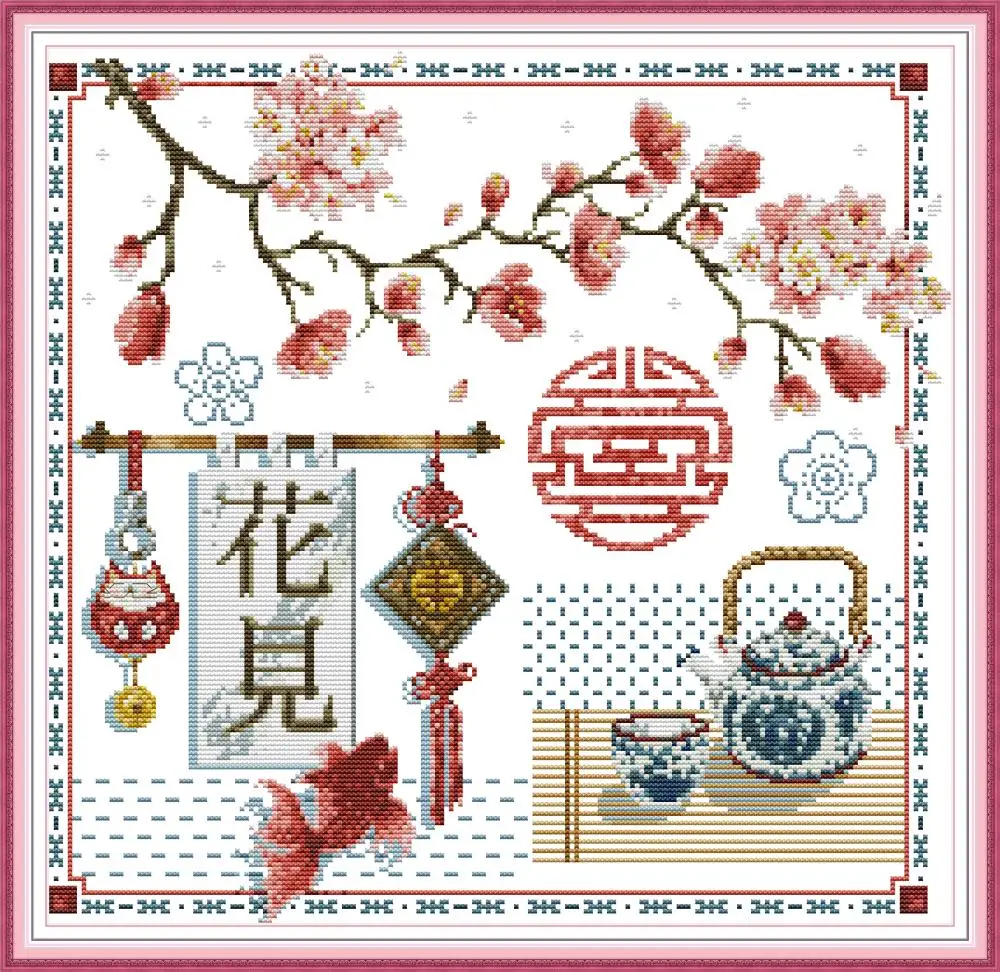 

Han nationality culture cross stitch kit aida 14ct 11ct count print canvas cross stitches needlework embroidery DIY handmad