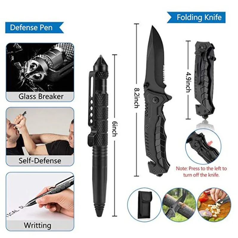 Beste Emergency Survival Kit 15 In 1 Outdoor Survival Gear Tool Met Armband Mes Kompas Emergency Deken Voor Camping Wandelen