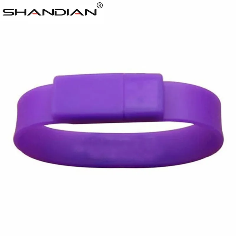 Силиконовый браслет на запястье SHANDIAN 100% реальная емкость 4 ГБ 16 32 64 USB флеш