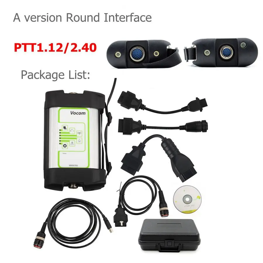 A Round Interface Профессиональный для Volvo 88890300 Vocom диагностический интерфейс сверхмощный для Volvo/Renault/UD/Mack грузовик диагностический Vocom 88890300 - Цвет: A Round Interface