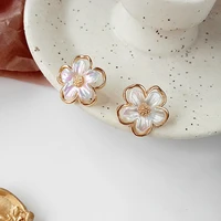 silver needle earring net red lmitation flower earrings mini petal earrings