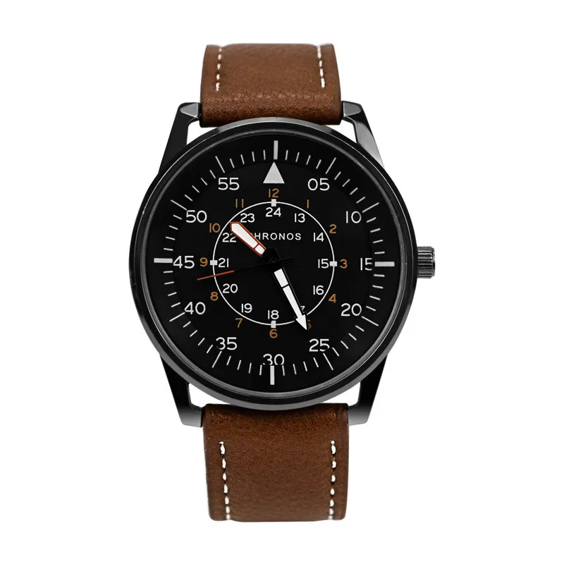 

Leather Belt Watch Men's Outdoor Sports Quartz Wristwatches Business Calendar Display Male Clock Fashion Casual Brown Wristwatch
