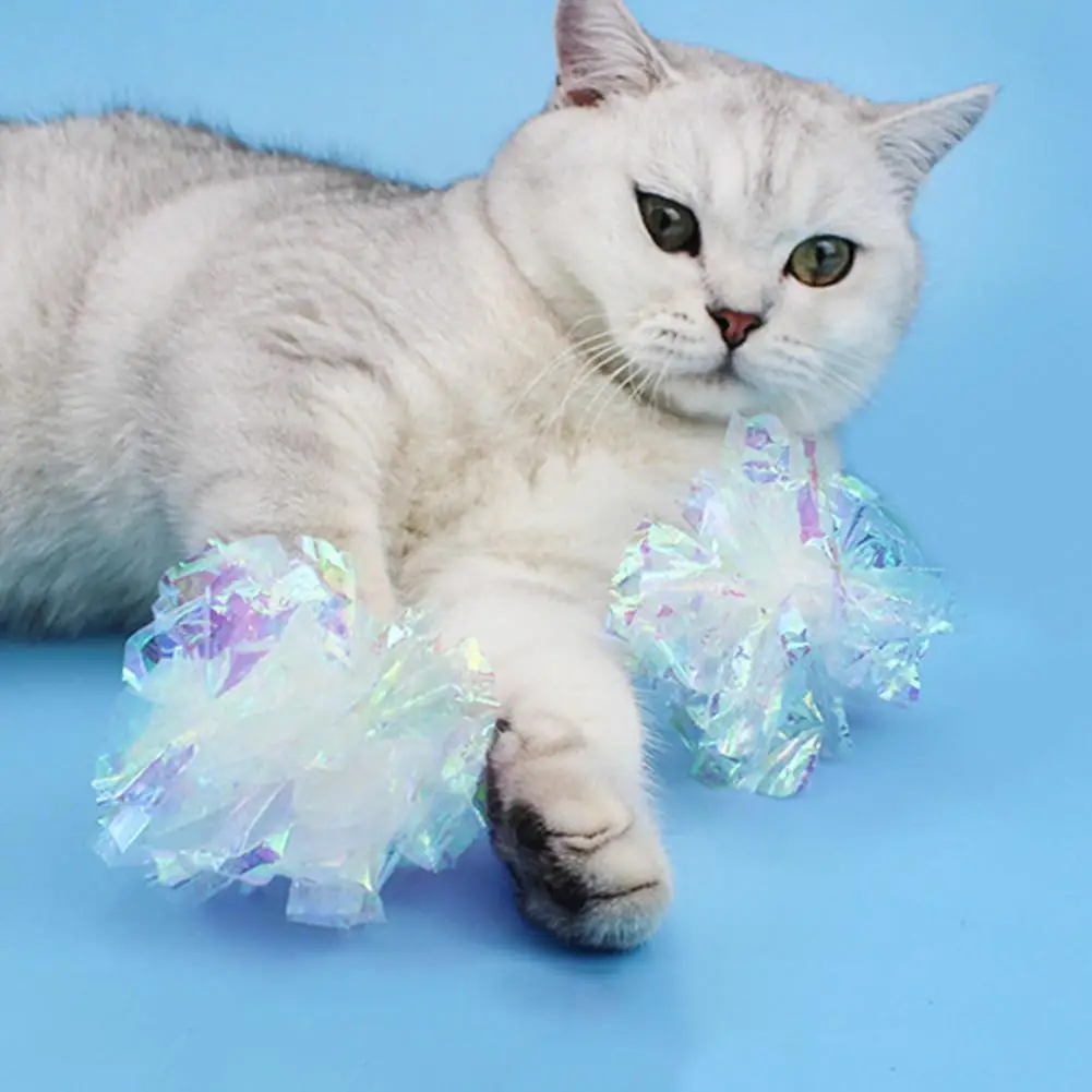 

1 pcs Cat Mylar Crinkle Balls Cat Toy Interactive Sound Ball Pet Kitten Crackle Crinkle Paper Ring Toys Ba Play Plastic Big P6B7