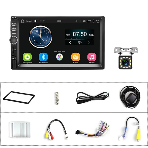 With 12 LED Camera Podofo Автомагнитола 2 Din Android GPS Wifi Bluetooth USB аудио Навигация стерео " Универсальный Автомобильный плеер Поддержка камеры резервного копирования - Цвет: With 12 LED Camera