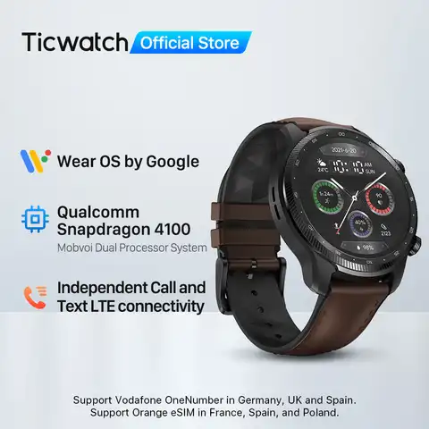 Смарт-часы TicWatch Pro 3 Ultra LTE, Смарт-часы Vodafone и Orange Snapdragon Wear 4100 с функцией определения уровня кислорода в крови, IHB, AFiB, NFC