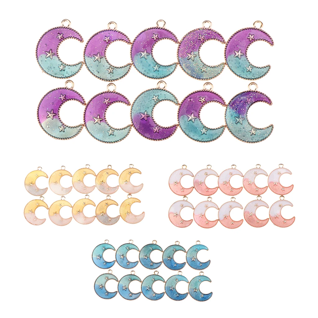 

10pcs Sky Charms Alloy Pendant Beads Star Moon Loose Beads Making Findings