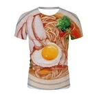 Футболка в стиле Харадзюку для мужчин и женщин, Повседневная футболка с 3D принтом яичная лапша, лето 2021