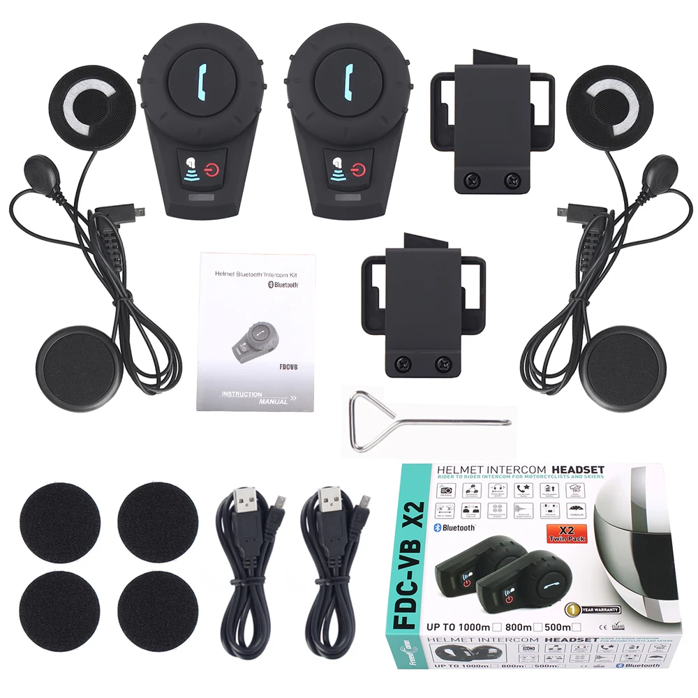 2 шт. оригинальный FreedConn Bluetooth Мотоциклетный водонепроницаемый шлем домофон мото