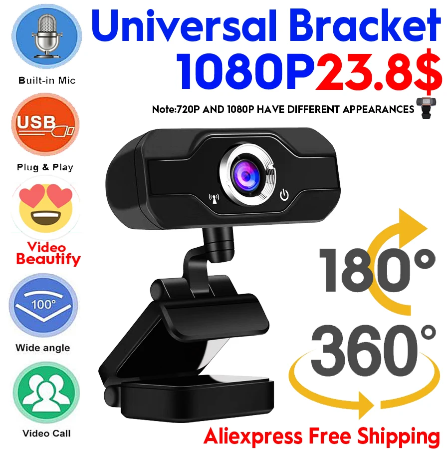 Многофункциональный HD 1920X1080P веб-камера Plug And Play Usb бездорожье Встроенный микрофон