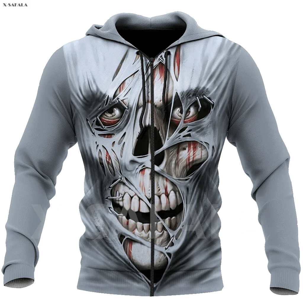 

Premium Skull Death God Pattern Tattoo 3D Over Printed Hoodie Man Women Unisex Outwear Zipper Pullover Sweatshirt Casual