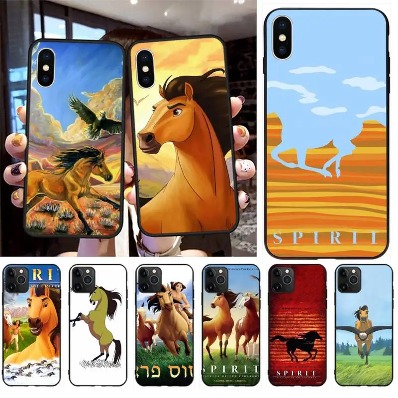 

Spirit Stallion Cimarron Horse Soft black Phone Case for iPhone 11 pro XS MAX 8 7 6 6S Plus X 5S SE 2020 XR case
