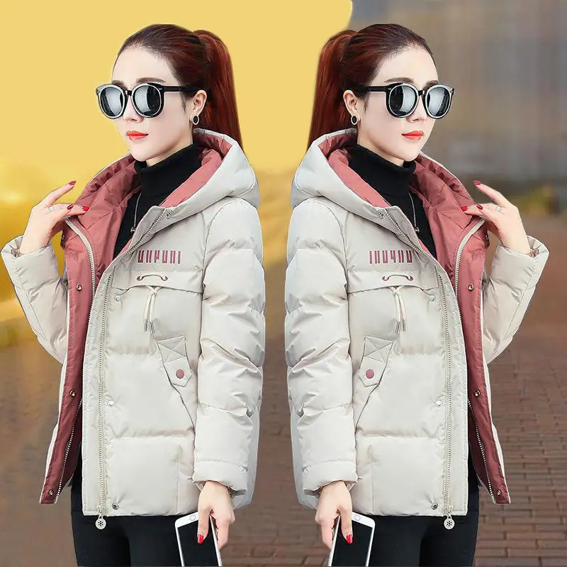 

2021 New Winter Jacket Women Parkas Hooded Cotton Thick Down Padded Parka Female Jacket Short Coat Slim Warm Outwear