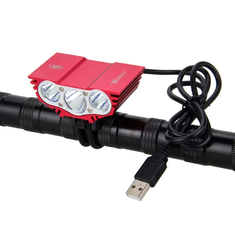 

USB LED Bike Headlamps3XT6 LED Bike Light Front Handlebar Torch +Rechargeable 4x18650 Battery+Charger
