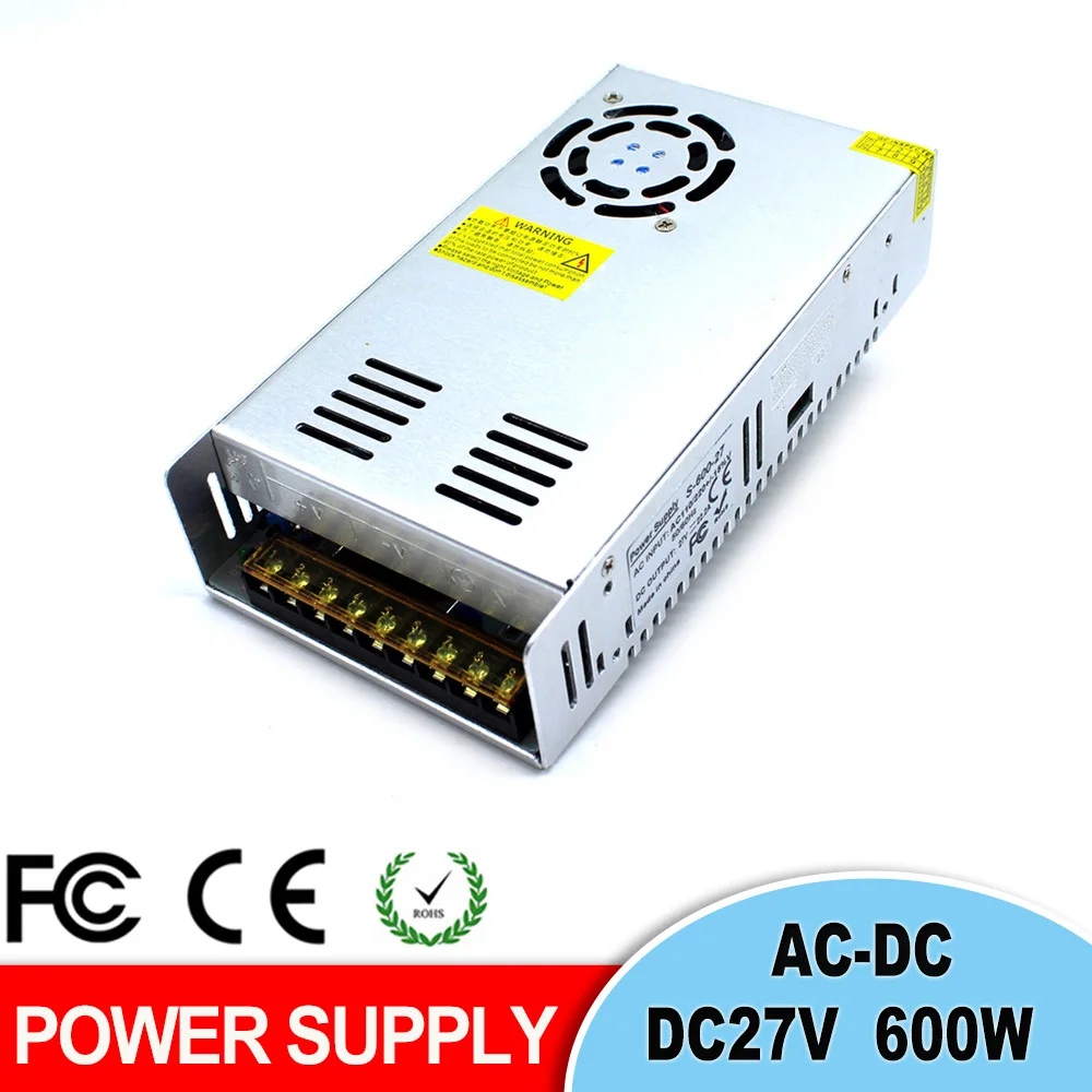 Одиночный выход импульсный источник питания DC27V 22.2A 600W светодиодный